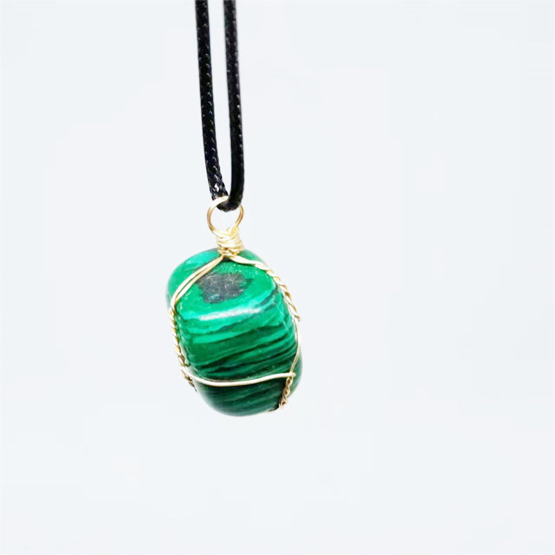 Wholesale Natural Stone Agate Wire Pendant Handmade Wire Irregular Crystal Pendant Necklaces ACC-NE-Yinhai001