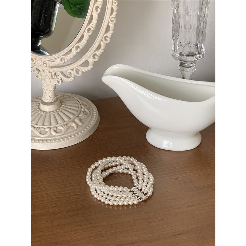 Wholesale Pearl Bracelet S925 Sterling Silver Magnetic Buckle Bracelet