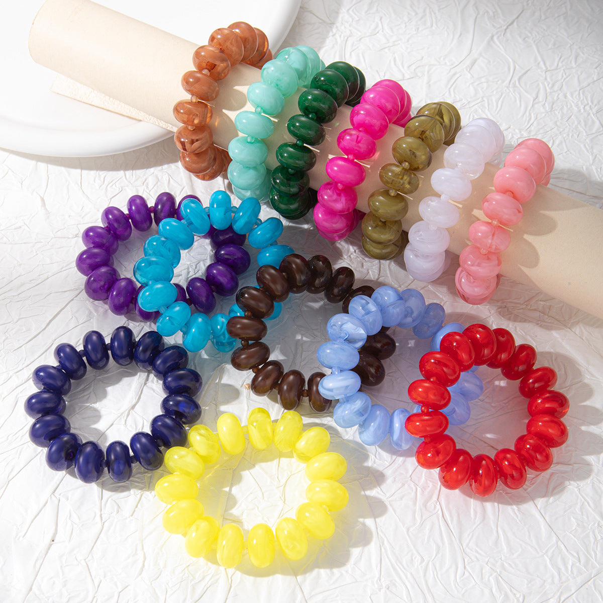Wholesale Sweet Korean Style Dark Purple Resin Abacus Bead Bracelet Cute Student Fashion Accessory Everyday Gift For Women