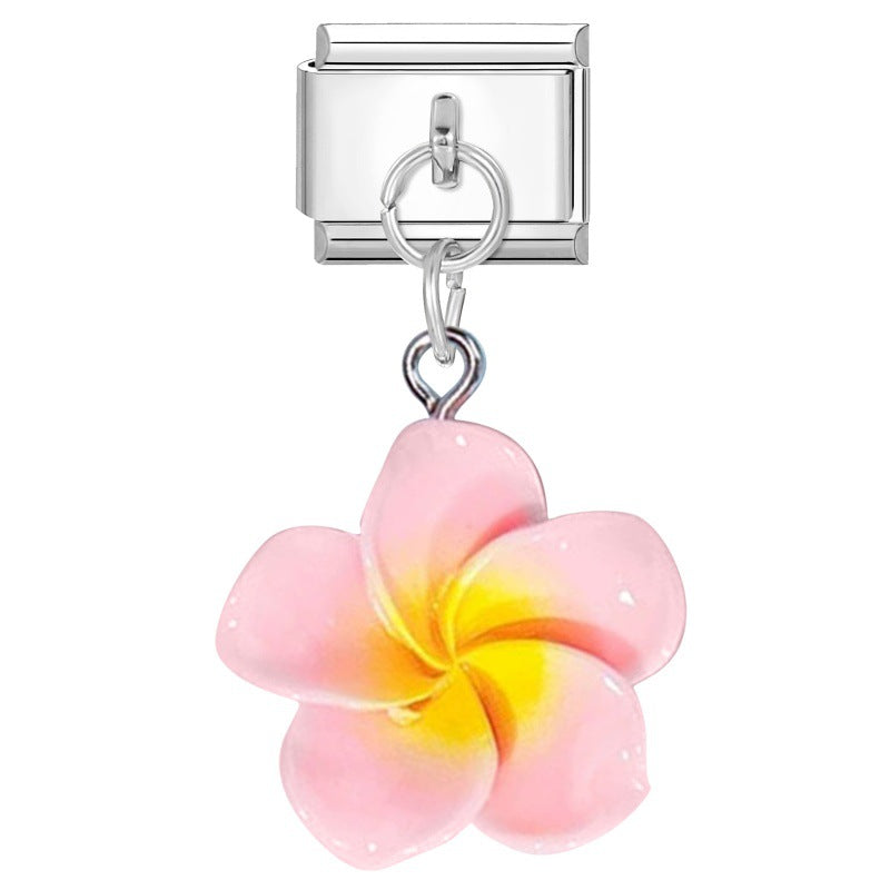 Wholesale 9mm Italian Charm Starter Bracelets DIY flower Single Section Creative Stainless Steel Composable Bracelet