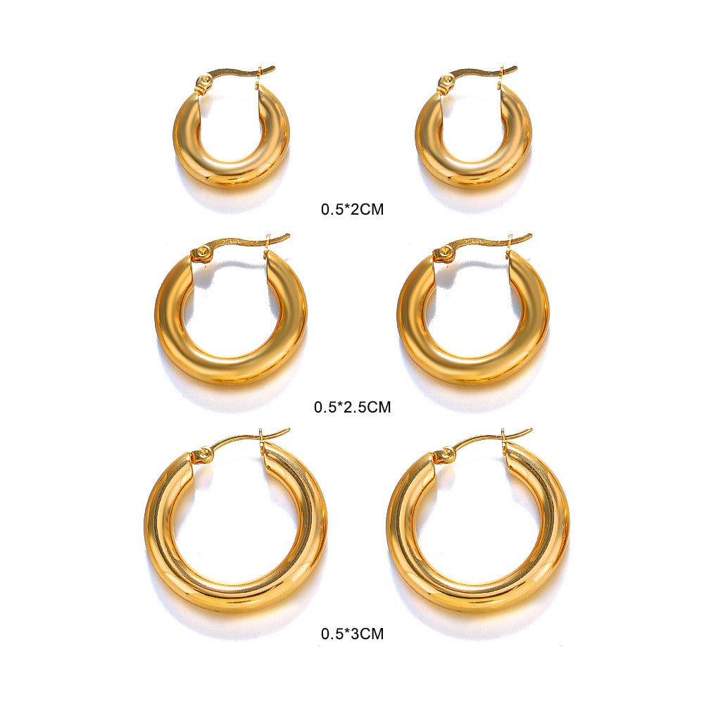 Wholesale Geometric Stainless Steel Earrings 18K Gold Plated Earrings Hoop Earrings ACC-ES-JiaLi004