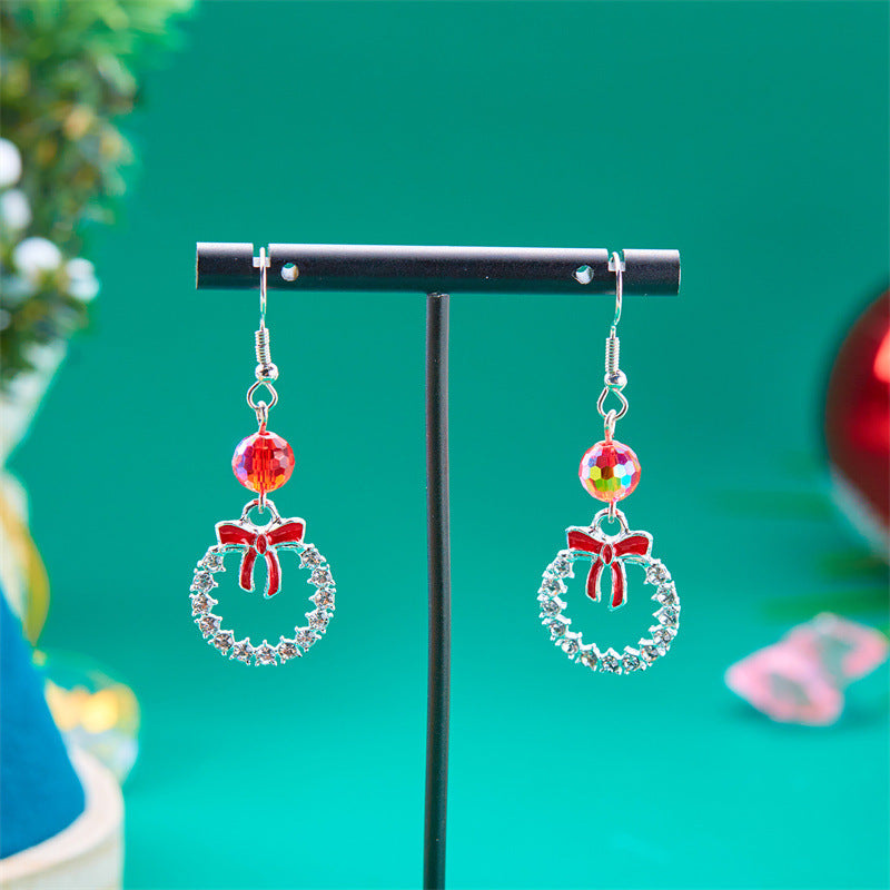 Wholesale  Christmas earrings creative  five-pointed star Christmas tree tassel earrings