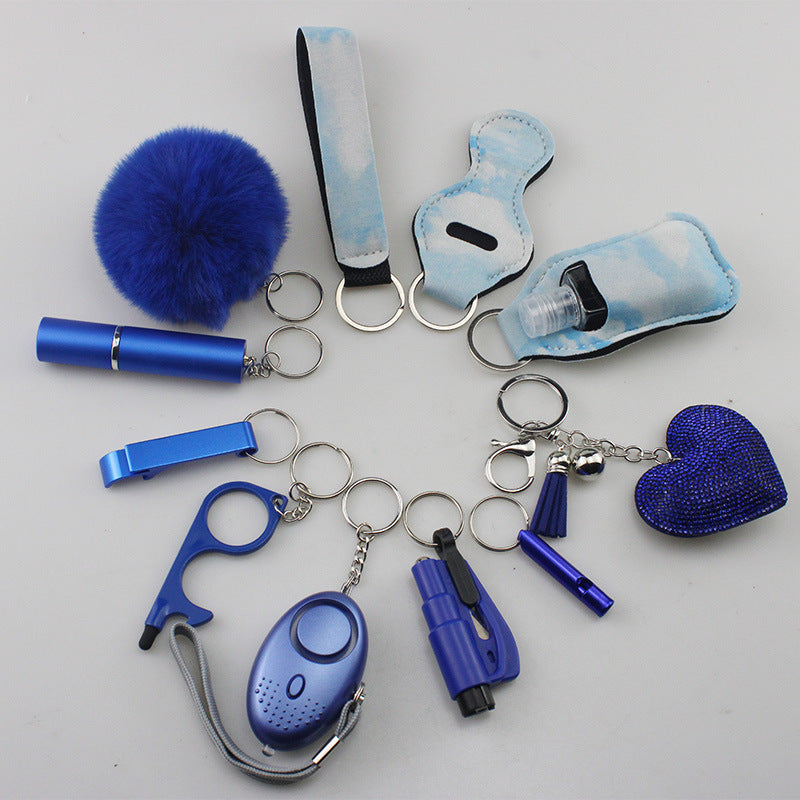 Wholesale Rhinestone Love Lipstick Set Bottle Opener Hair Ball Whistle Keychain Set ACC-KC-TMS003