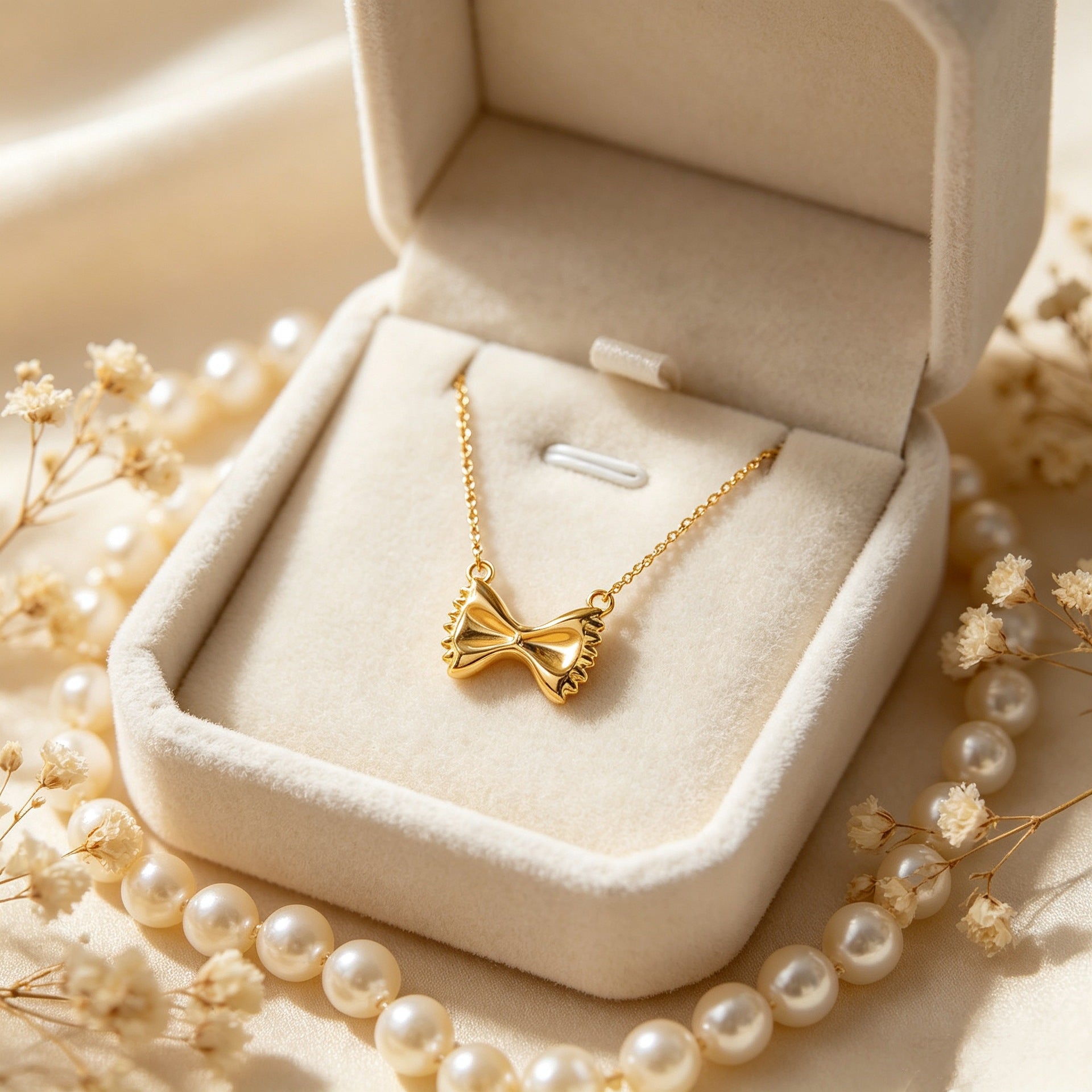 Wholesale 18K Gold-Plated Copper Bow Necklace