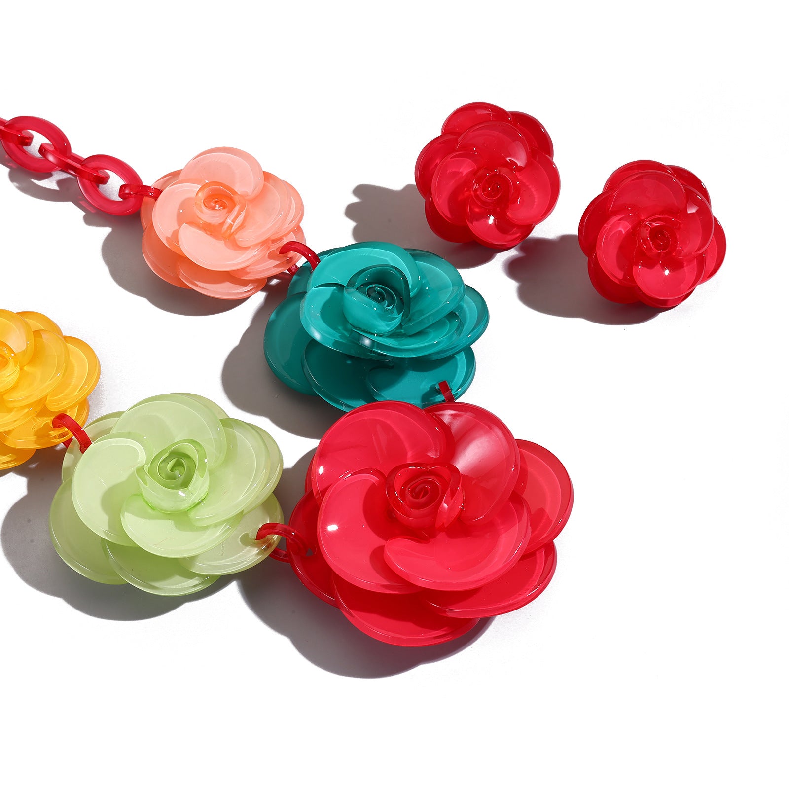 Wholesale Acrylic Flower Necklace and Earring Set,  Creamy Sweet Style,  Fashion Accessory for Boutique Resale