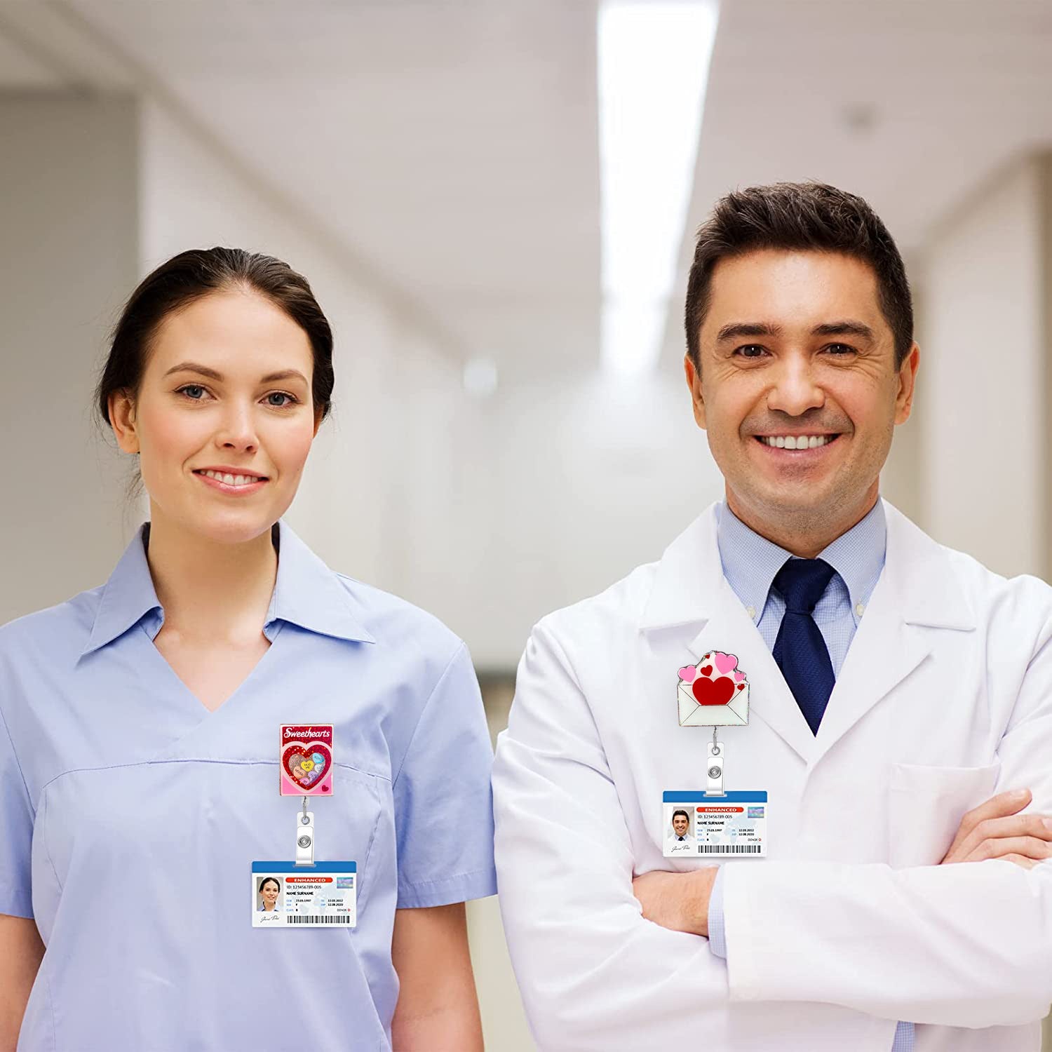 Wholesale Valentine' s Day  love letter heart-shaped acrylic Badge Reels