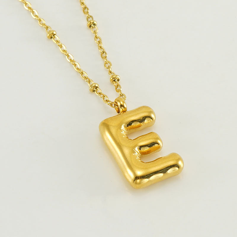 Wholesale  bubble letter necklace 18K stainless steel English letter pendant jewelry