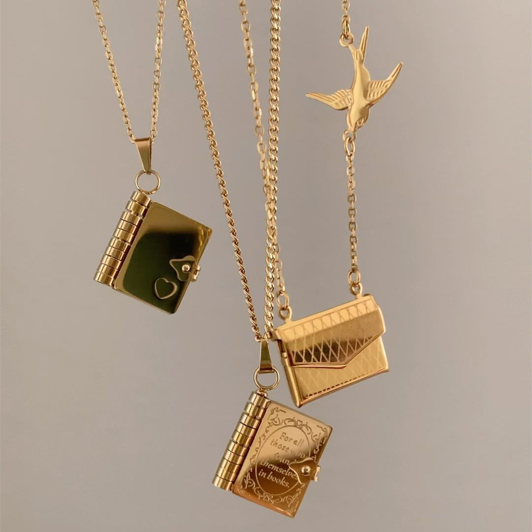 Wholesale Stainless Steel Flying Pigeon Love Letter Envelope Necklace