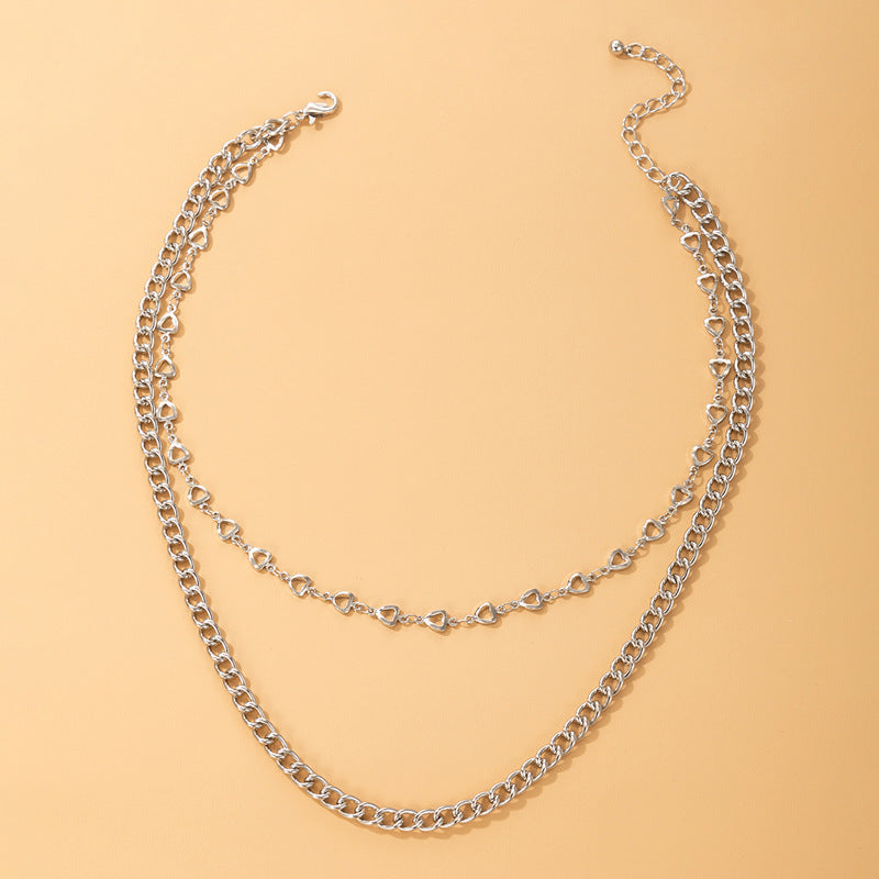 Wholesale Silver Love Punk Style Valentine's Day Double Sweater Chain ACC-NE-YongGe024