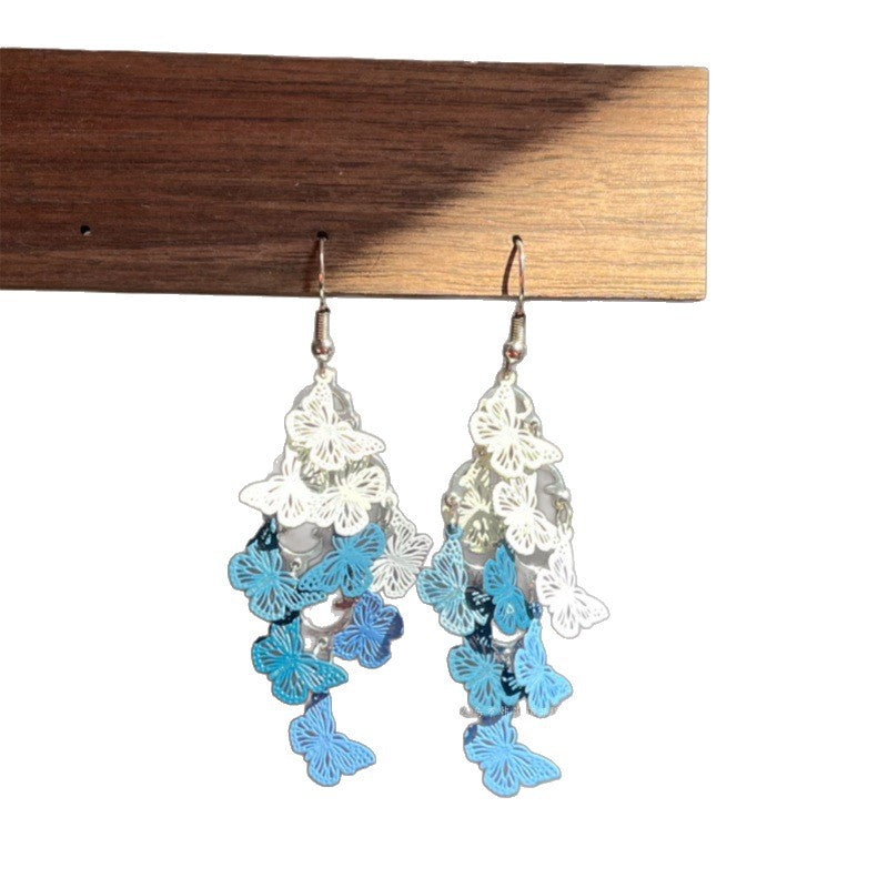 Wholesale Vintage Style Spring Butterfly Tassel Earrings