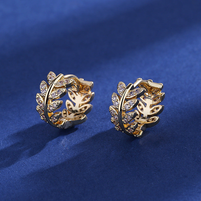 Wholesale  diamond tree leaf earrings