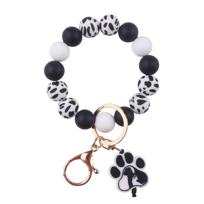 Wholesale Cartoon Dog Paw Silicone Beaded Wristlet Keychain ACC-KC-GuangTian082