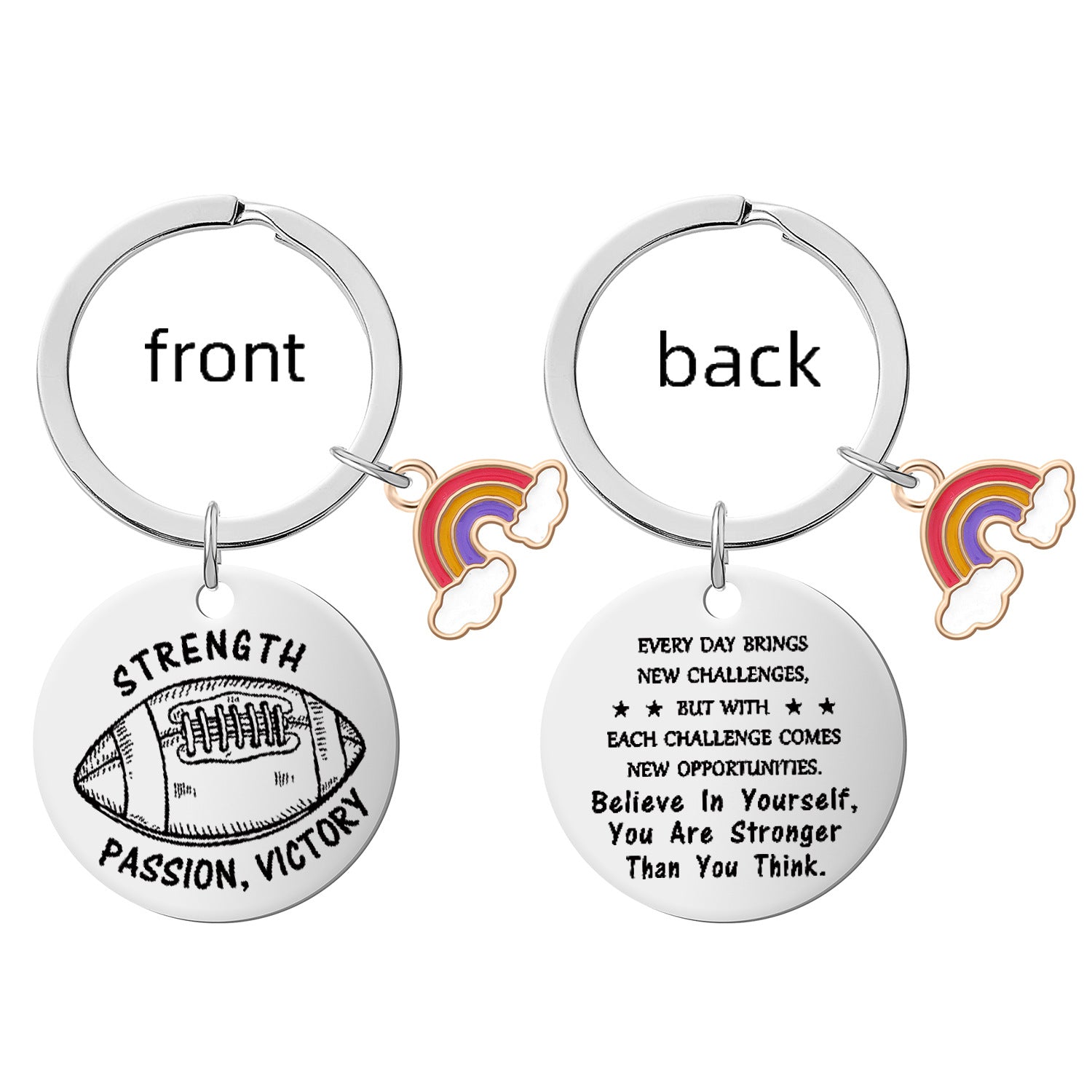 Wholesale metal doll engraved round stainless steel keychain