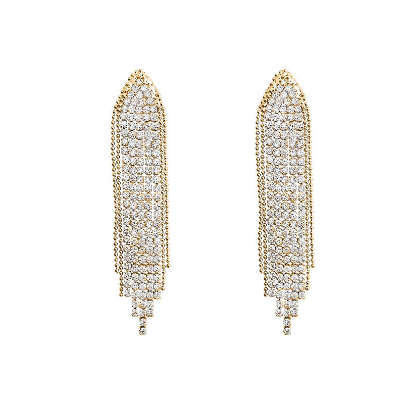 Wholesale Gold Tone Alloy Geometric Triangle Tassel Earrings Trendy Fashion Jewelry Accessory For Women Gift