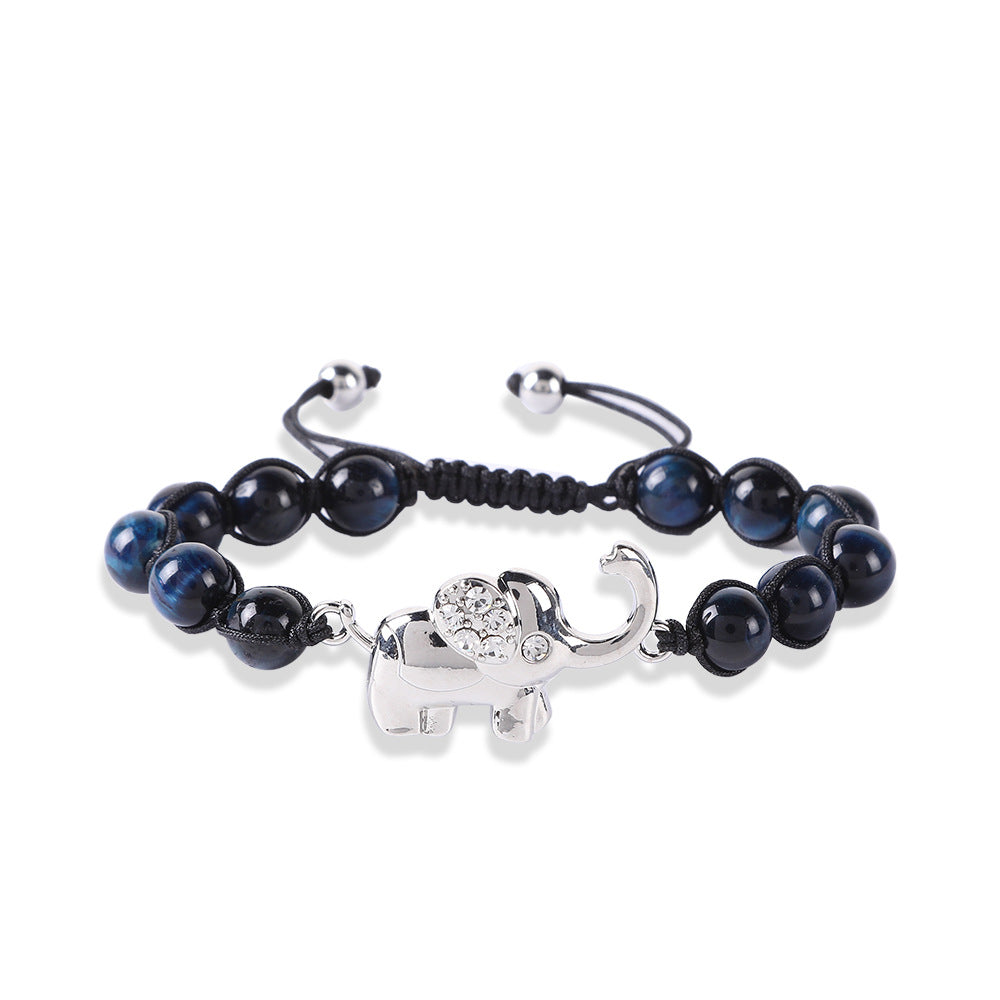 Wholesale Elephant Woven Natural Stone Bracelet 8mm Tiger Eye Stone Volcanic Stone Bracelets ACC-BT-Hongx011