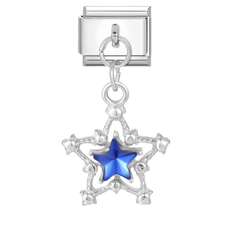 Wholesale  Italian Charm Bracelet 9mm DIY  Star Pendant Creative Stainless Steel Composable Bracelet