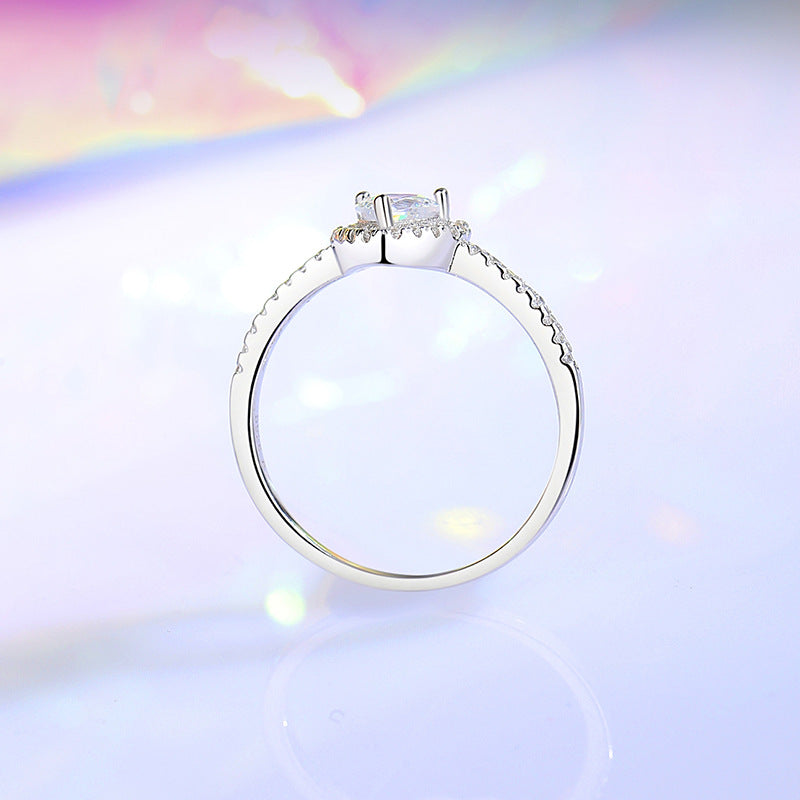 Wholesale S925 Sterling Silver Heart Shaped Moissanite Ring