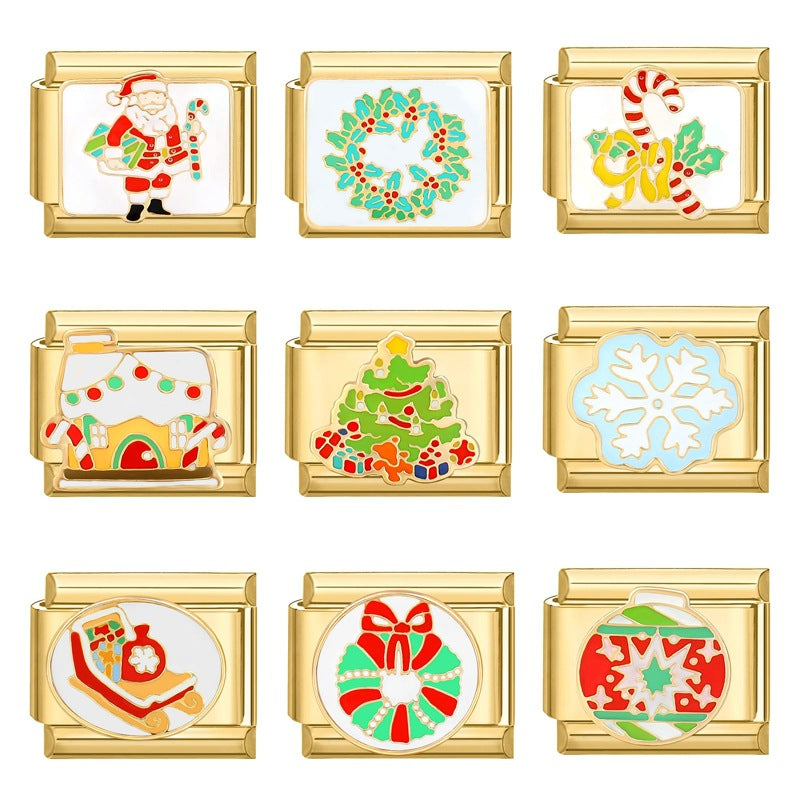 Wholesale Italian Charm Bracelet 9mm DIY Splicing Christmas Titanium Steel Composable Bracelet