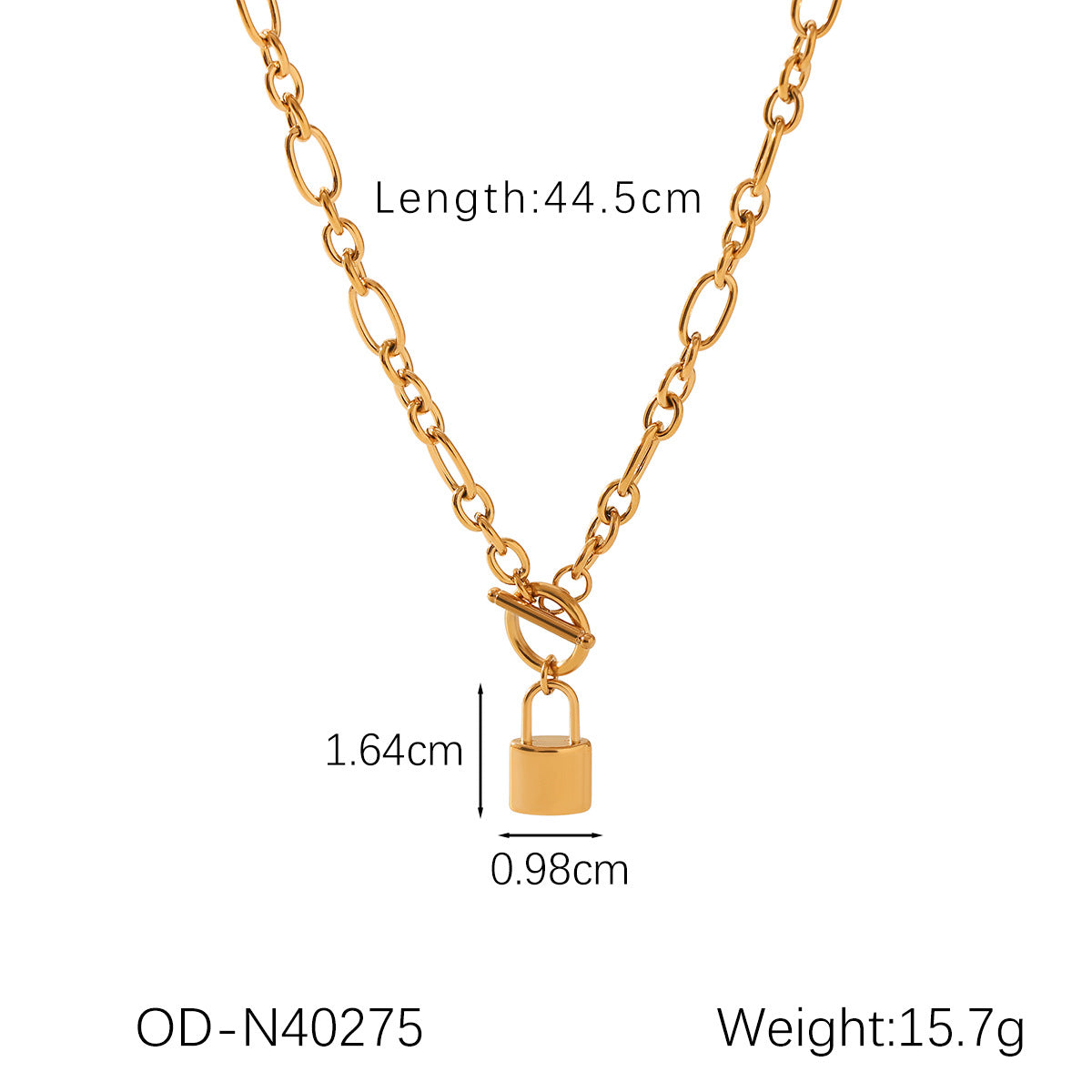 Wholesale Stainless Steel 18K Gold OT Buckle Lock  Pendant Necklace