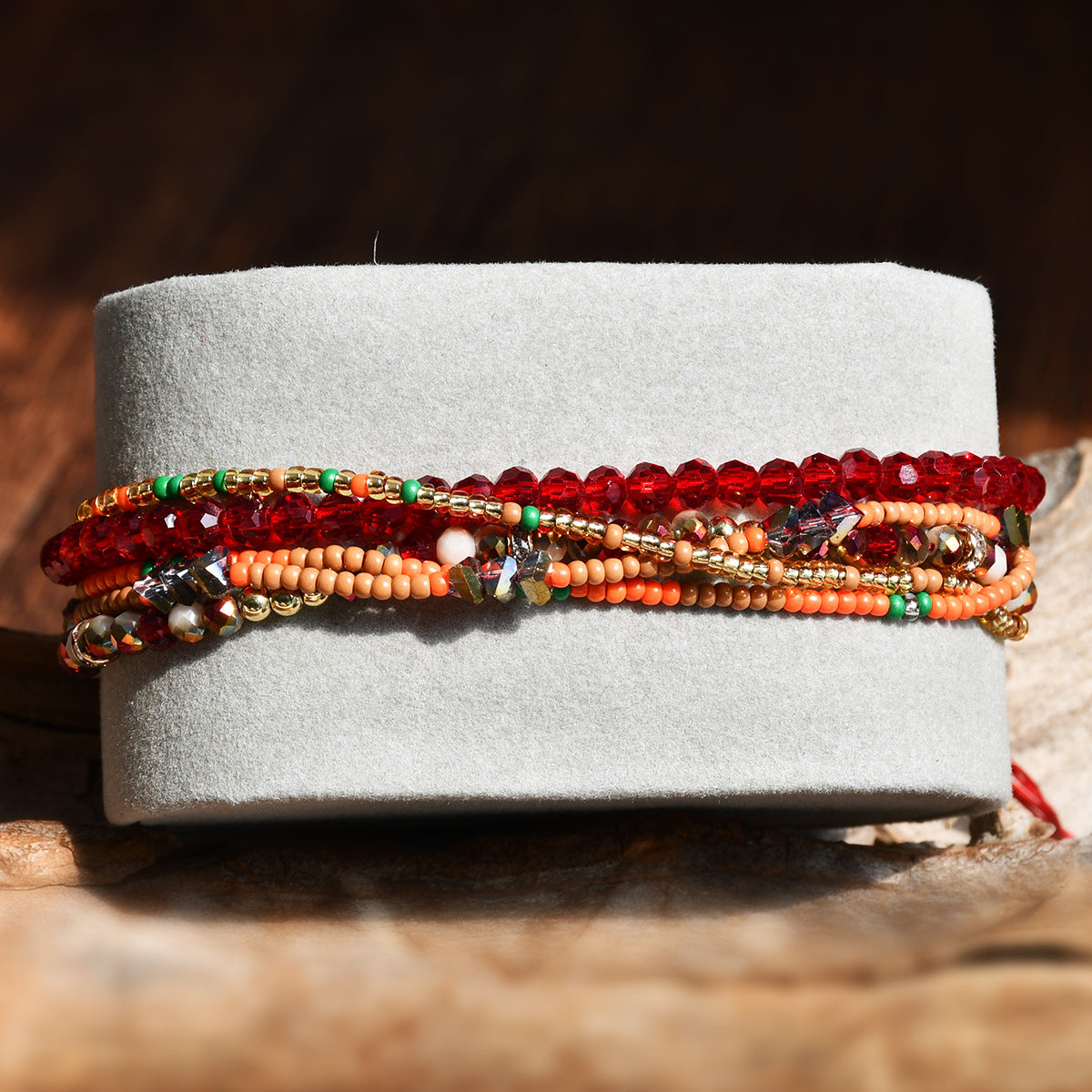Wholesale Geometric Multi-Layer Woven Colorful Crystal Bead Bracelet,  Women' s Fashion Jewelry Gift for Boutique Resale