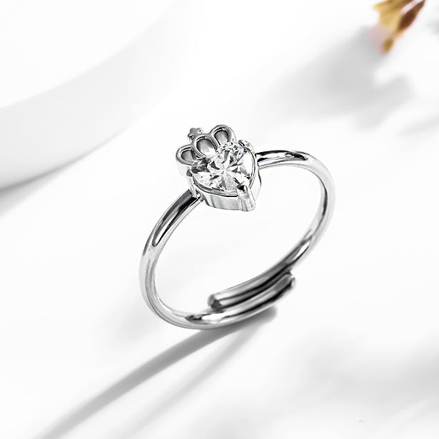 Wholesale 2PCS Titanium steel heart-shaped zircon ring