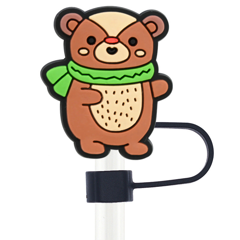 Wholesale Random 100pcs Christmas 10mm PVC Soft Straw Tube Cap ACC-SCR-RYY078