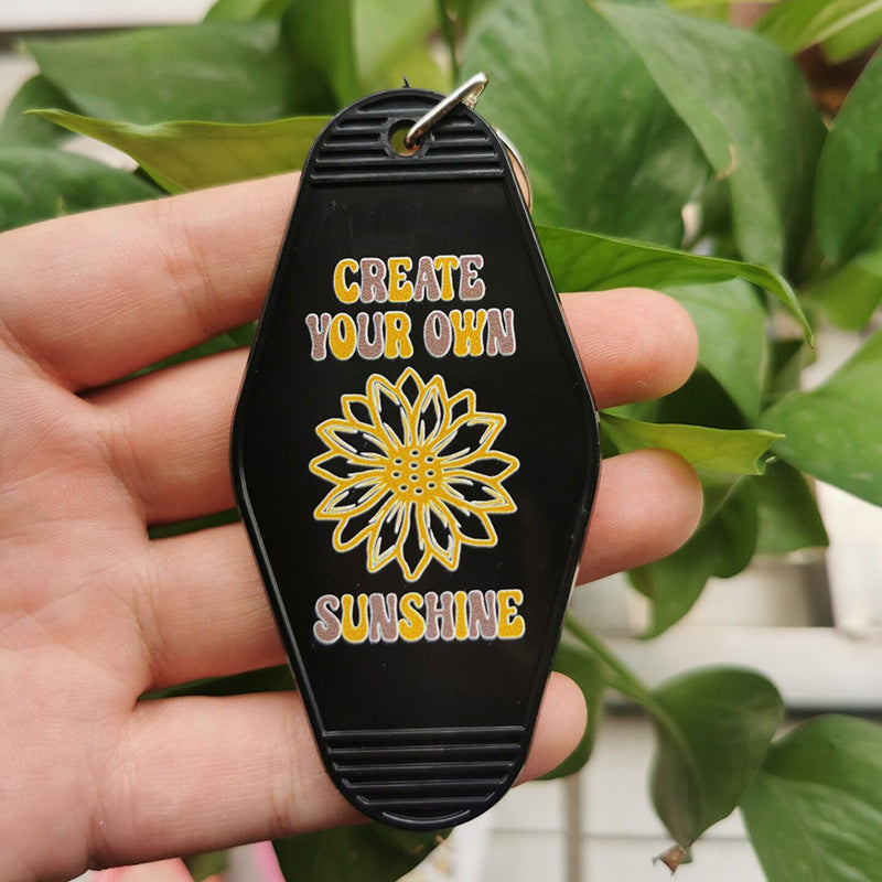 Wholesale Retro Plastic Printed 5 Colors Anniversary Keychain ACC-KC-MeiXin010