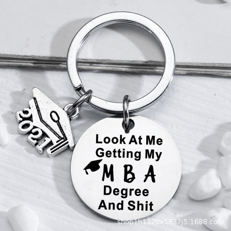 Wholesale Metal Keychain Graduation Season Doctor Hat Engraved Keychain ACC-KC-Chenz014