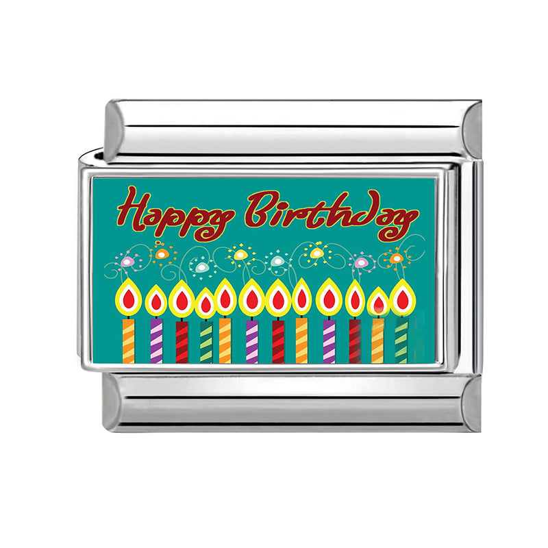 Wholesale Italian Style Birthday Theme Patchwork Stainless Steel Bracelet Fashion Accessory Gift