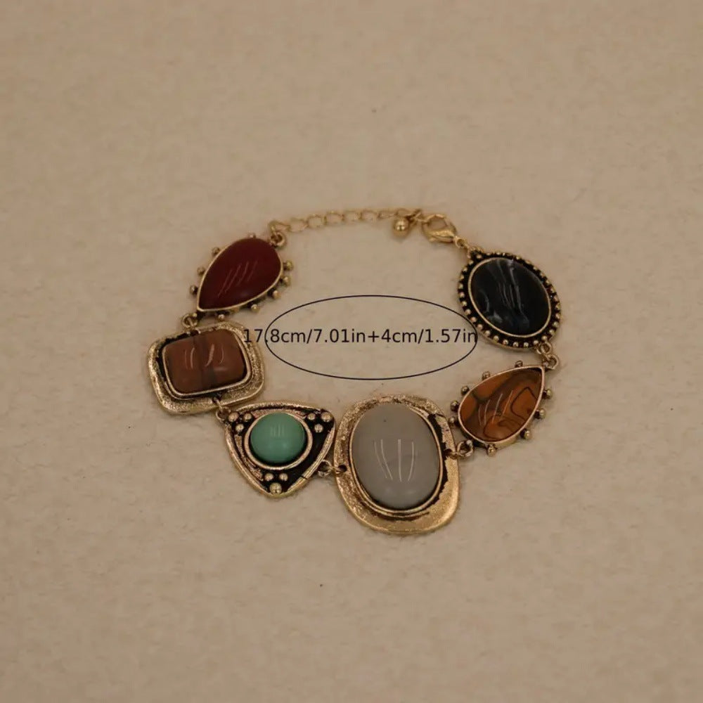 Wholesale Retro Bohemian Women S Fashion Bracelet With Resin Gemstone Inlay Everyday Wear Jewelry Accessory
