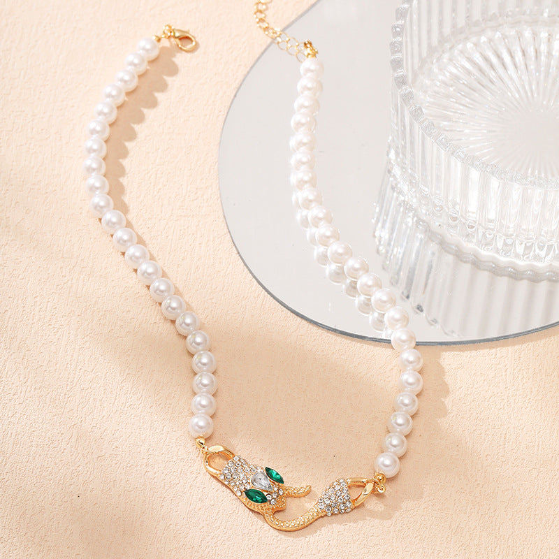 Wholesale Snake Metal Pearl Chain Nelackce ACC-NE-YunJin005