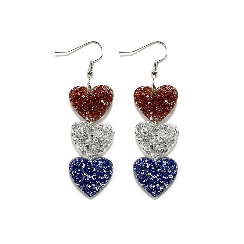 Wholesale American Independence Day Love Five-pointed Earrings
