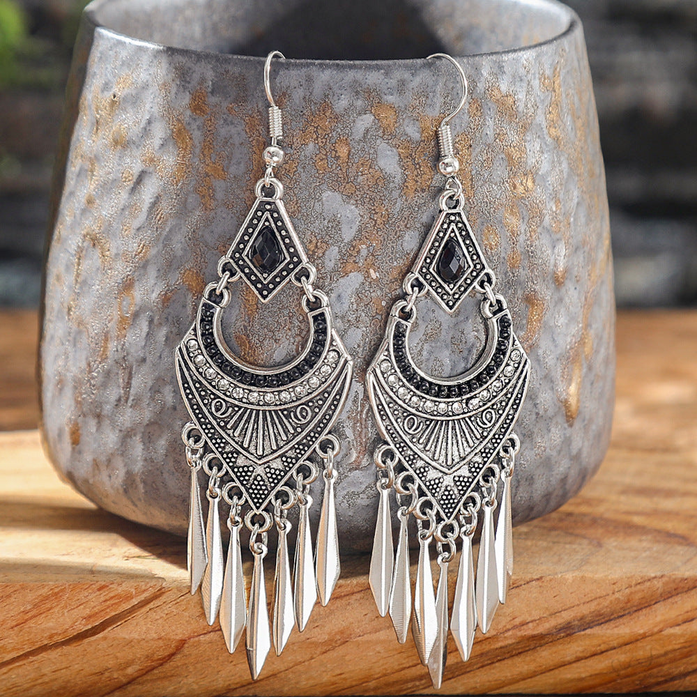 Wholesale Alloy Bohemian Tassel Earrings Ethnic Geometric Design for Women Boutique Resale