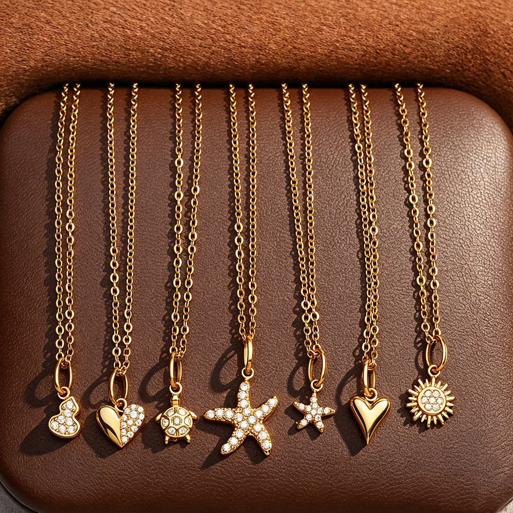 Wholesale Stylish 18K Gold Plated Sea Turtle Pendant Necklace Stainless Steel Chain Fashion Jewelry Gift For Resale