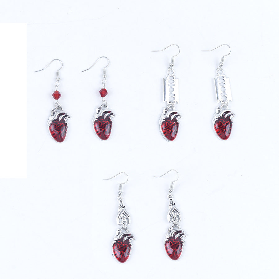 Wholesale Retro Bat Teardrop Ruby Jewelry Set  Earrings Necklace Fashion Accessory Gift