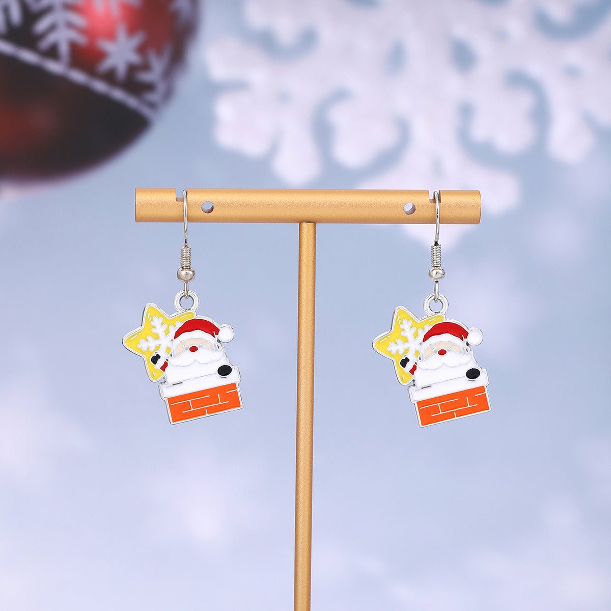 Wholesale Christmas Oil Drop Santa Claus Snowman Earrings ACC-ES-ZhuiWo004