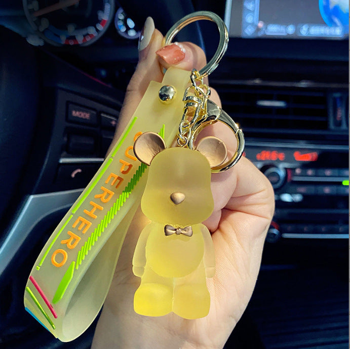 Wholesale Cartoon Crystal Bow Tie Bear PVC Soft Glue Keychains Creative Keychain ACC-KC-XinShu005