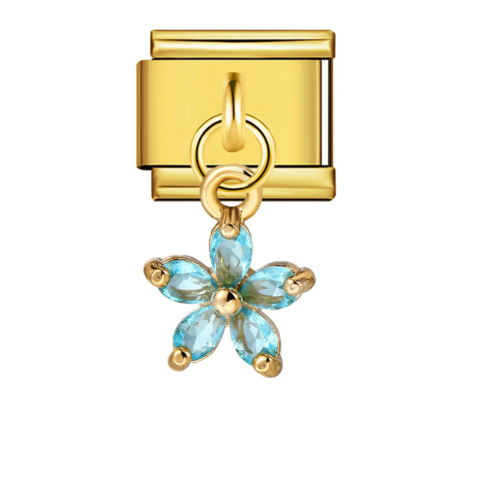 Wholesale Italian Charm Bracelet 9mm DIY Flower pendant Creative Stainless Steel Composable Bracelet