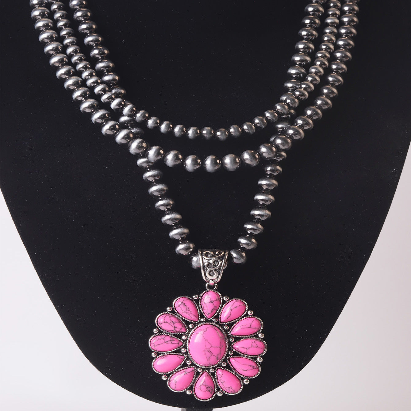Wholesale Bohemian Zinc Alloy Turquoise Pendant Necklace,  Fashion Accessory for Gift Boutique Resale