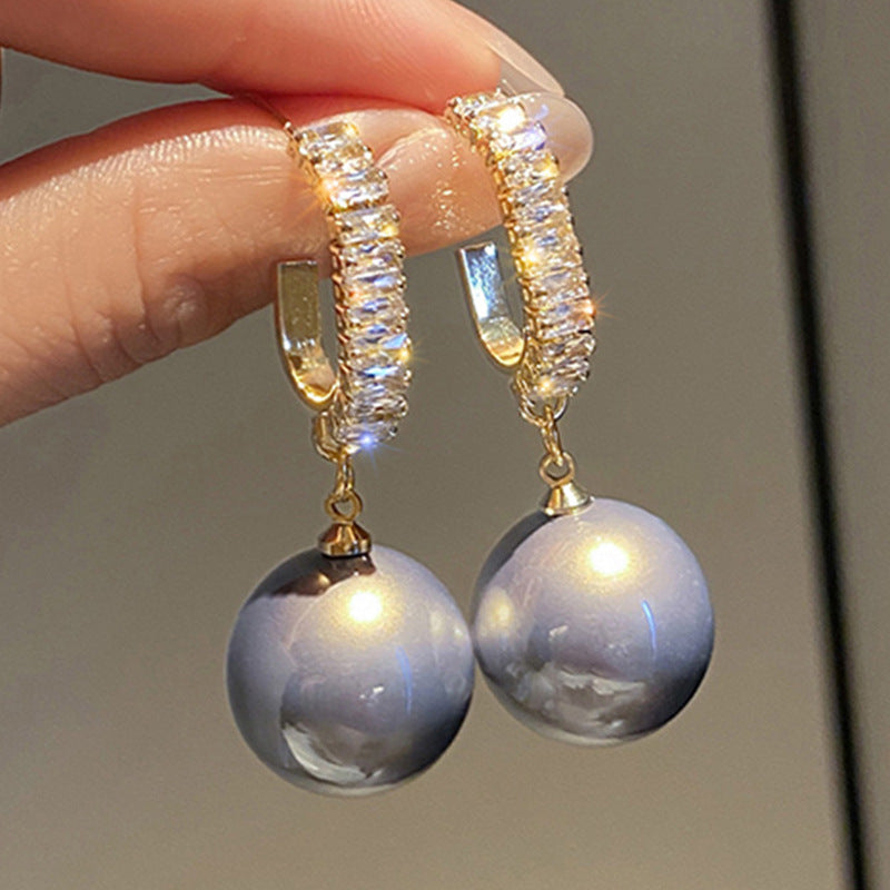Wholesale  pearl earrings fashion twist shaped champagne color pearl earrings