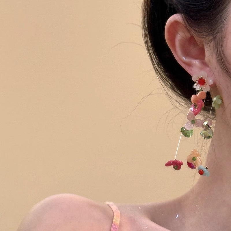 Wholesale Colorful beaded flower earrings