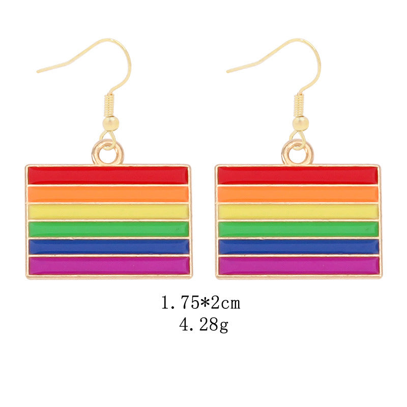 Wholesale LGBT Pride Month Rainbow Alloy Earrings ACC-ES-BinLi002