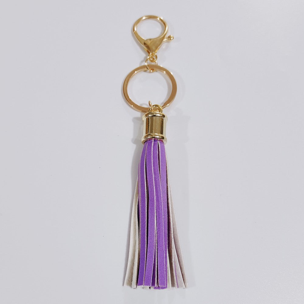 Wholesale Leopard Color Leather Tassel Keychain