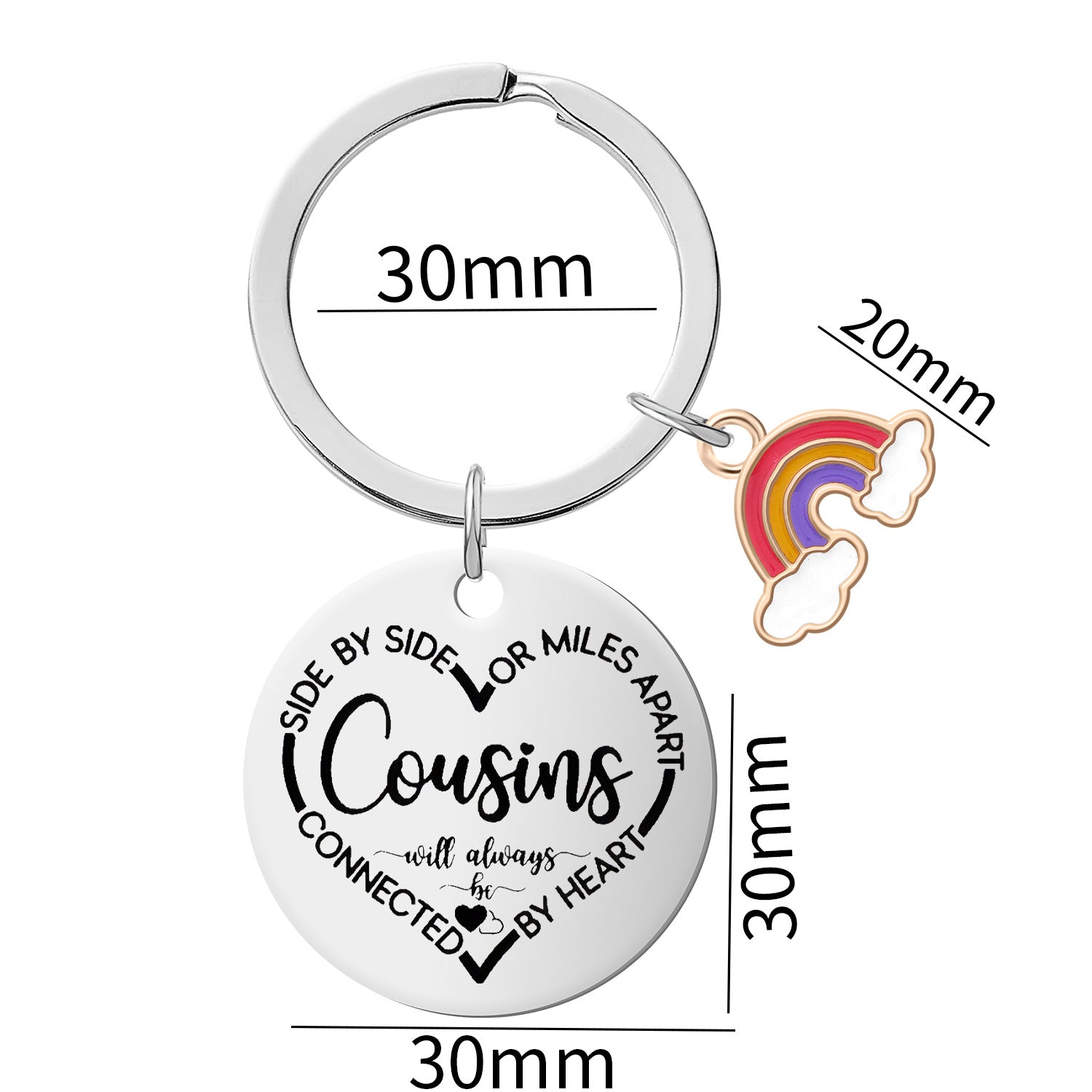 Wholesale heart creative engraving stainless steel keychain