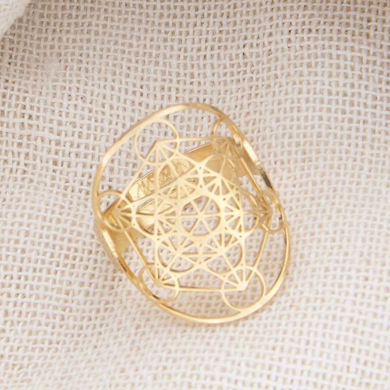 Wholesale Hollow Six-Pointed Star Oval Stainless Steel Ring