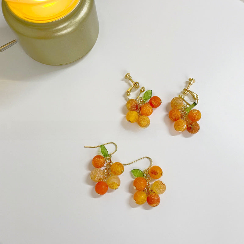 Wholesale big orange fruit girl earrings