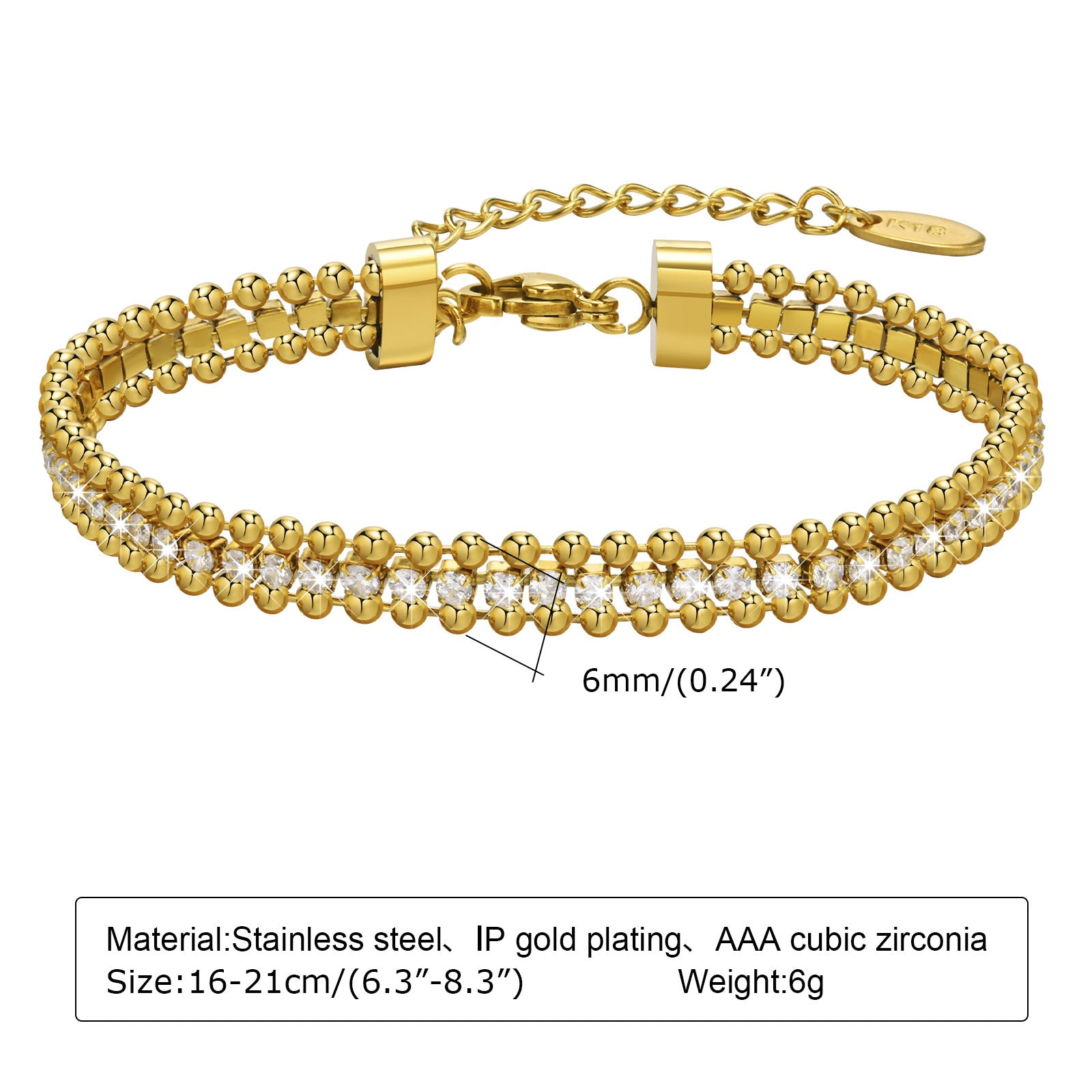 Wholesale Trendy Women S 3 Layer Stacking Bracelet Stainless Steel With White Zircon 18K Gold Tone Jewelry Accessory For Gift And Daily Wear