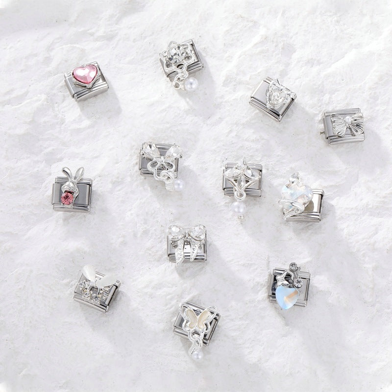 Wholesale Italian Charm Bracelet 9mm DIY Splicing Removable Butterfly Love Stainless Steel Composable Bracelet