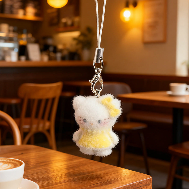 Wholesale Resin flocked cute 3D keychain