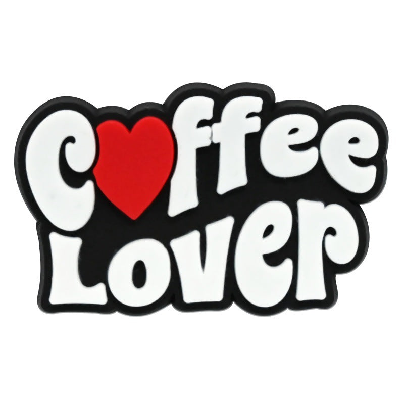 Wholesale Random 100pcs  coffee cup series  PVC Soft Rubber Shoe Buckle Decoration